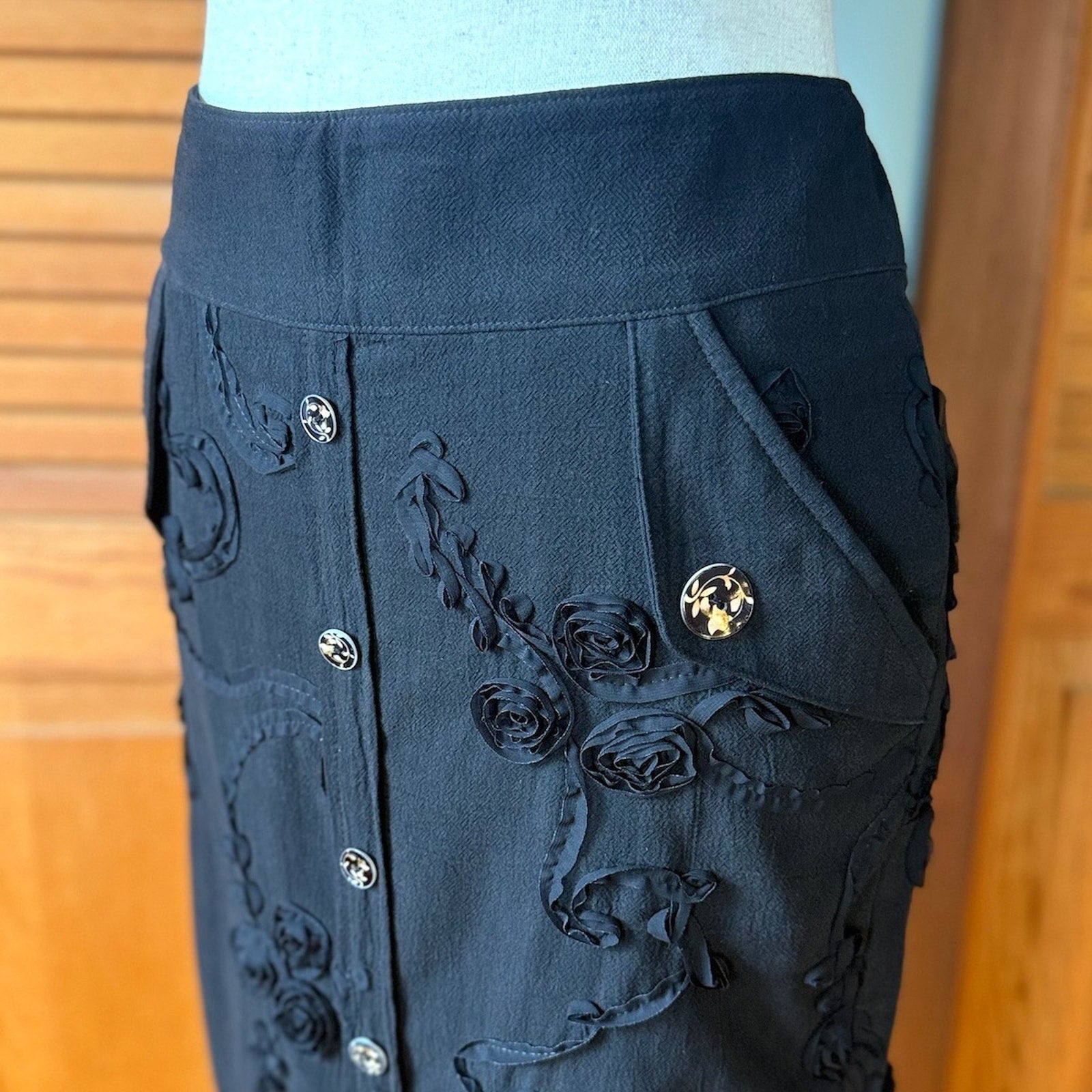 Vintage Lip Service Blacklist Gothic Victorian Swirl Rose Knee Fishtail Skirt S