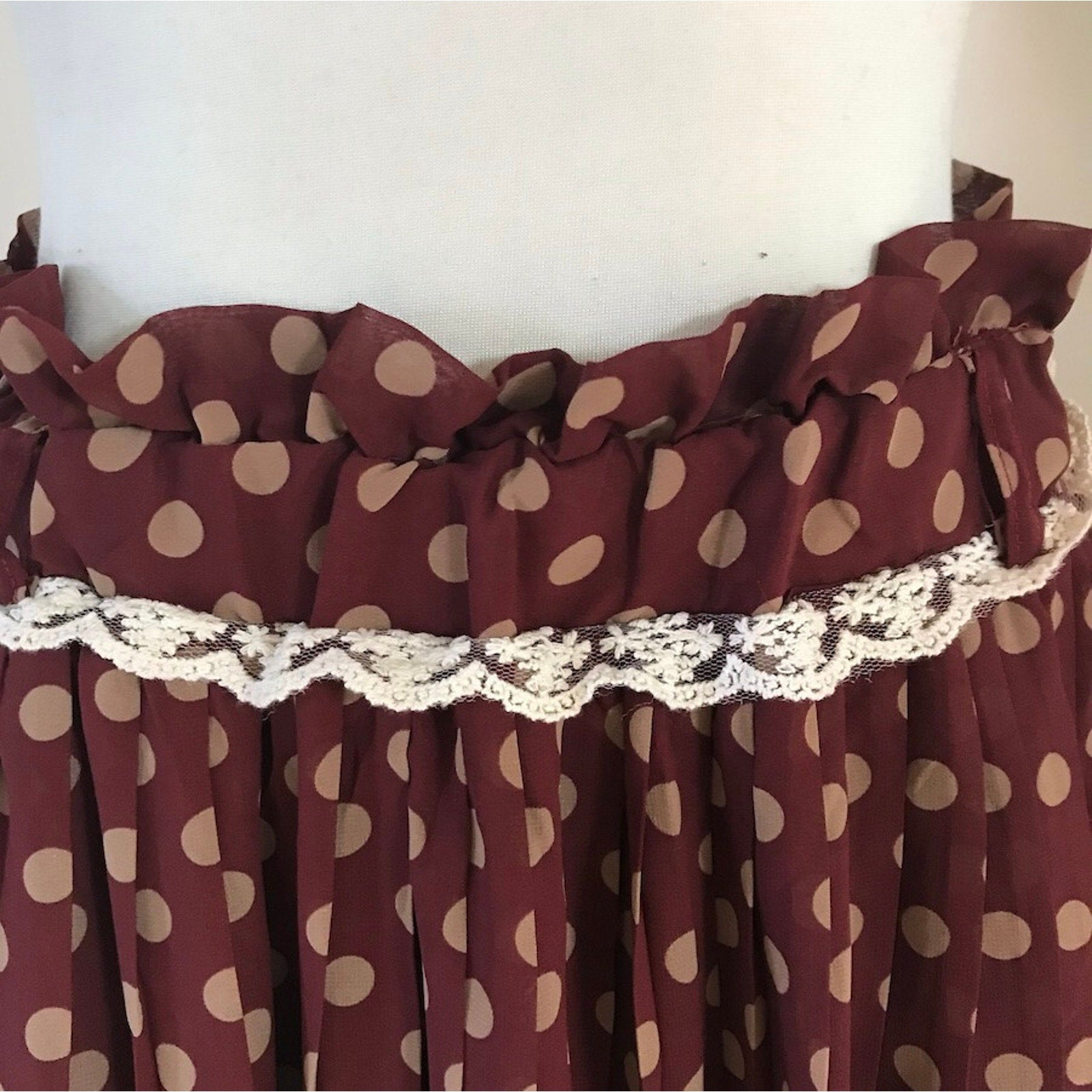 Liz Lisa Meyeeka J-fashion Kawaii Brown Polka Dot Gathered Skirt S