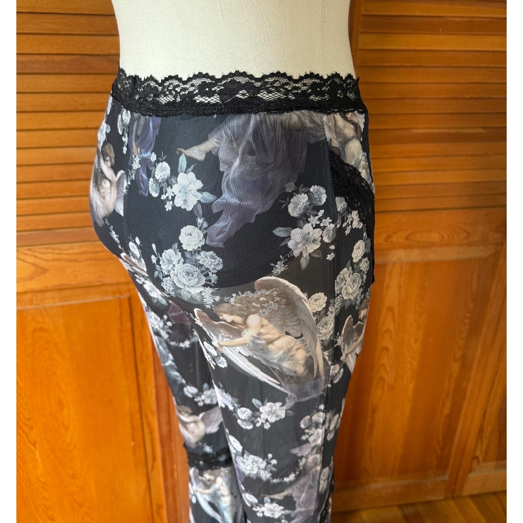 Dolls Kill Gothic Victorian Come My Sweet Angle Flower Lace Flares Leggings