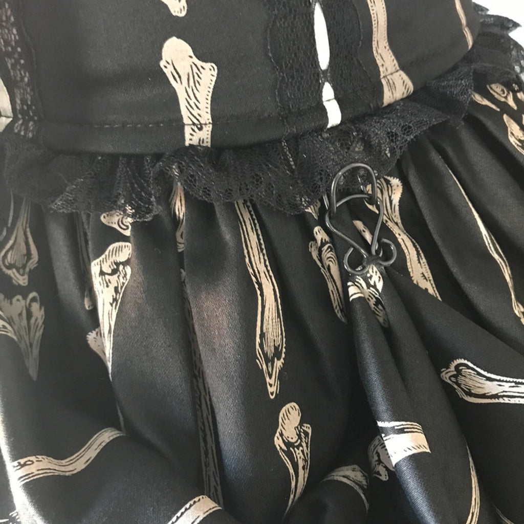Vintage Lip Service Lolita Bones Gothic Victorian EGL Black Bustle Skirt