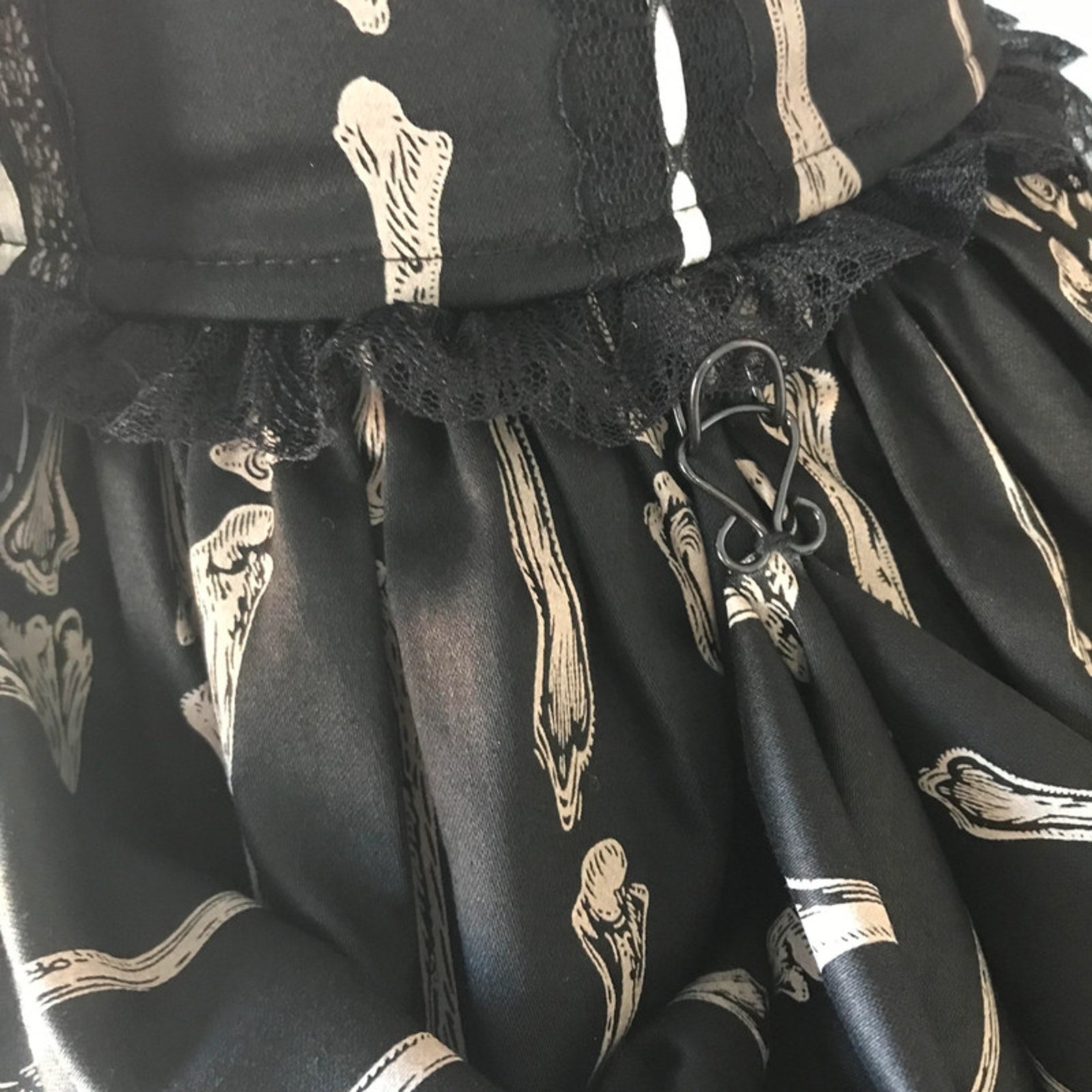 Vintage Lip Service Lolita Bones Gothic Victorian EGL Black Bustle Skirt
