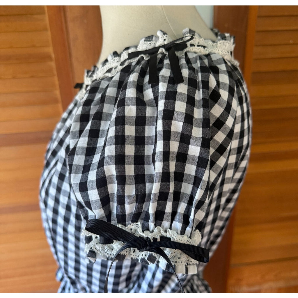 Ank Rouge Lolita EGL J-fashion Kawaii Jirai Gyaru Black White Checkered Top M-L
