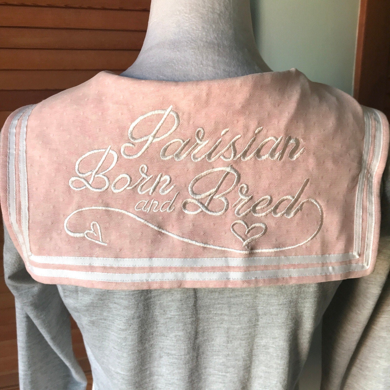 Lolita Kawaii Harajuku Dollcore Parisian Born Gray Pink Cropped Zip-Up Top S