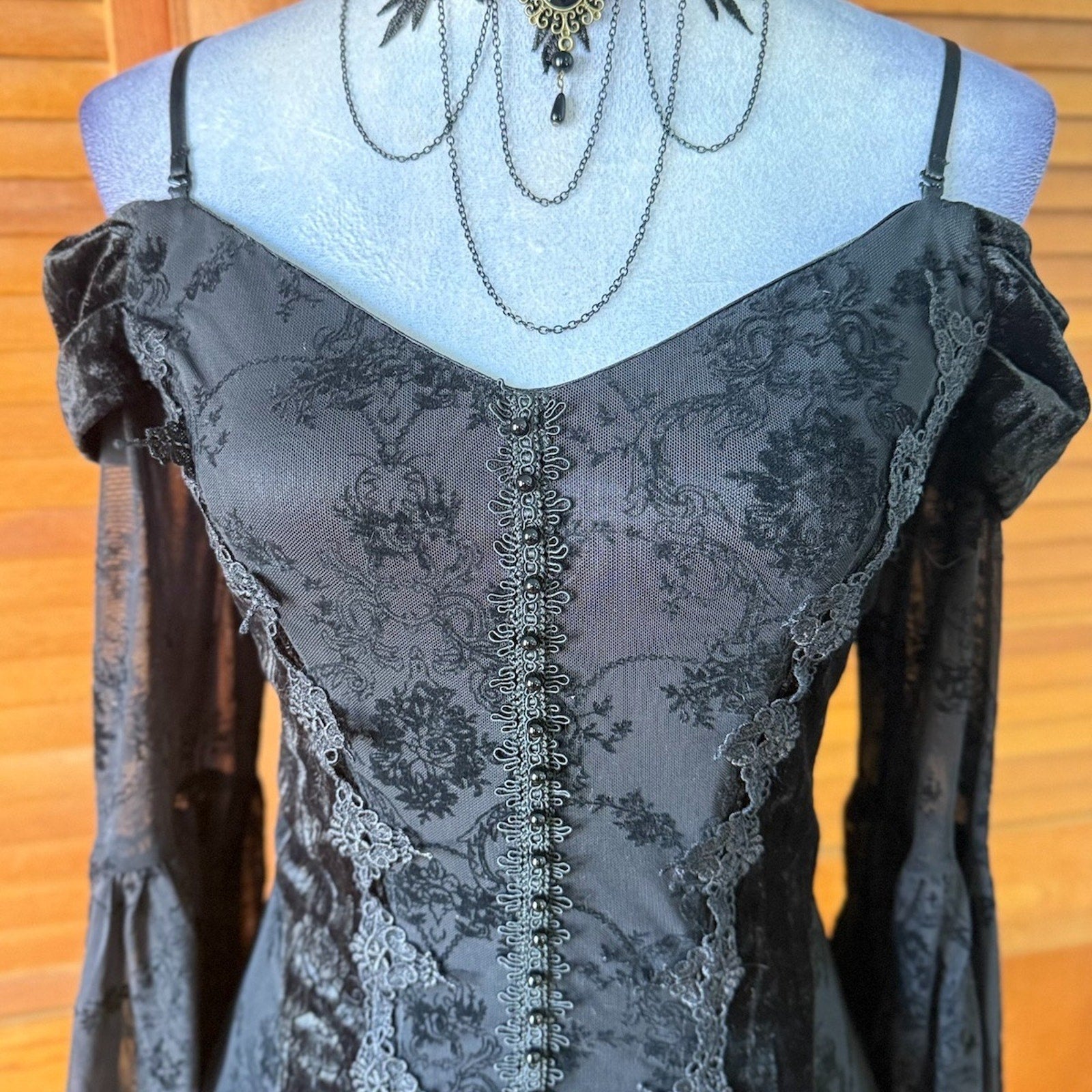 Dark In Love Gothic Victorian Dark Fairycore Black Rose Fairy Lace Mini Dress S