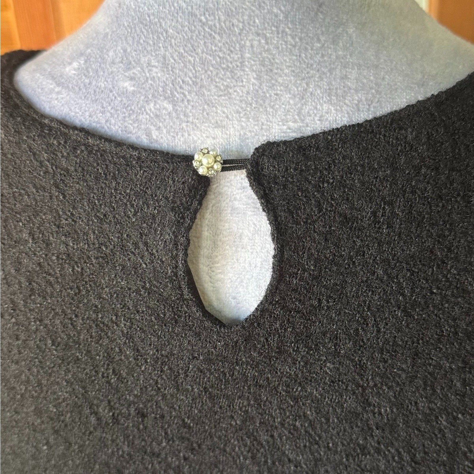 Lodispotto J-fashion Gyaru Jirai Black Wool Blend Beaded Bow Winter Dress M