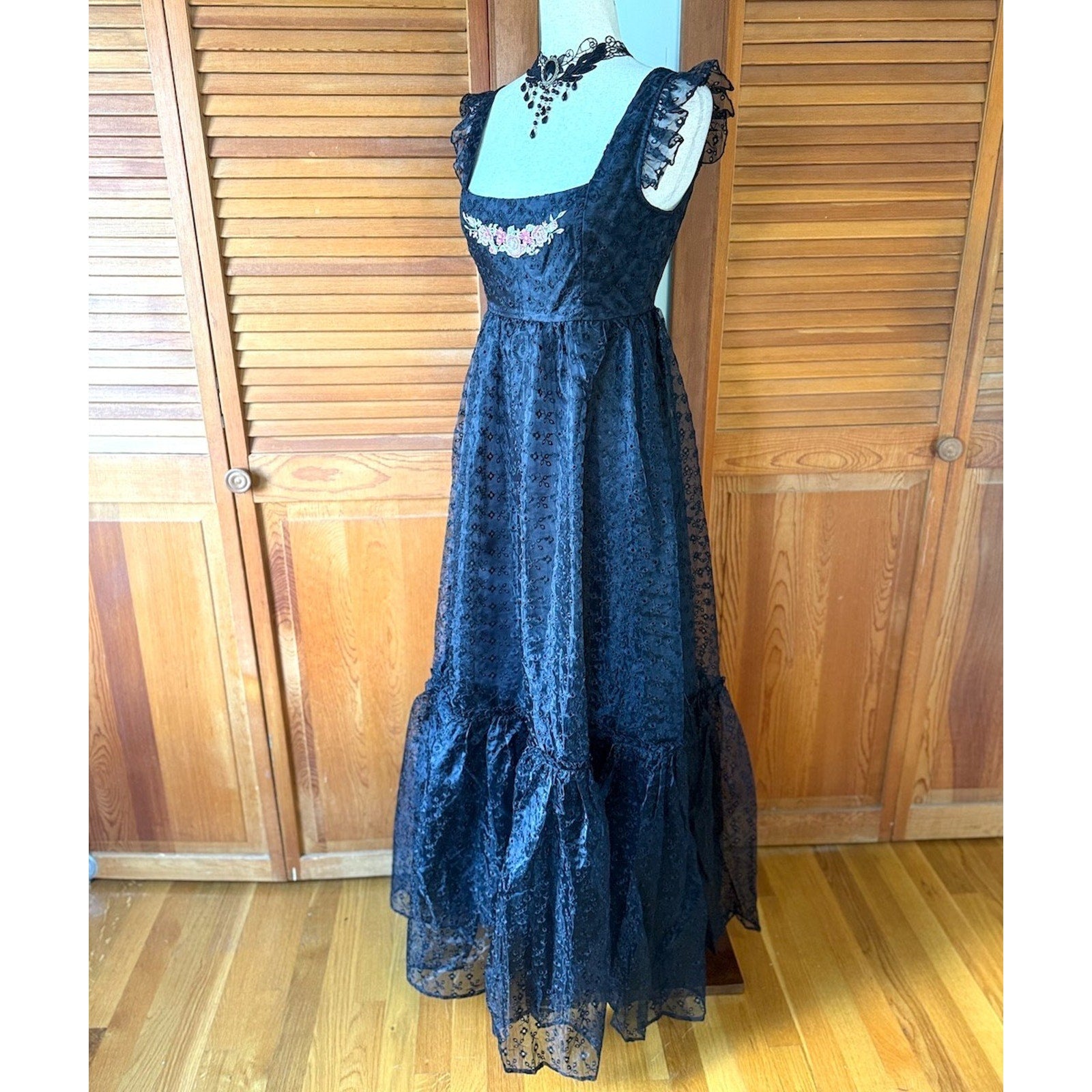 Dolls Kill Gothic Victorian Dark Fairycore Halloween Embroidered Eyelet Dress S