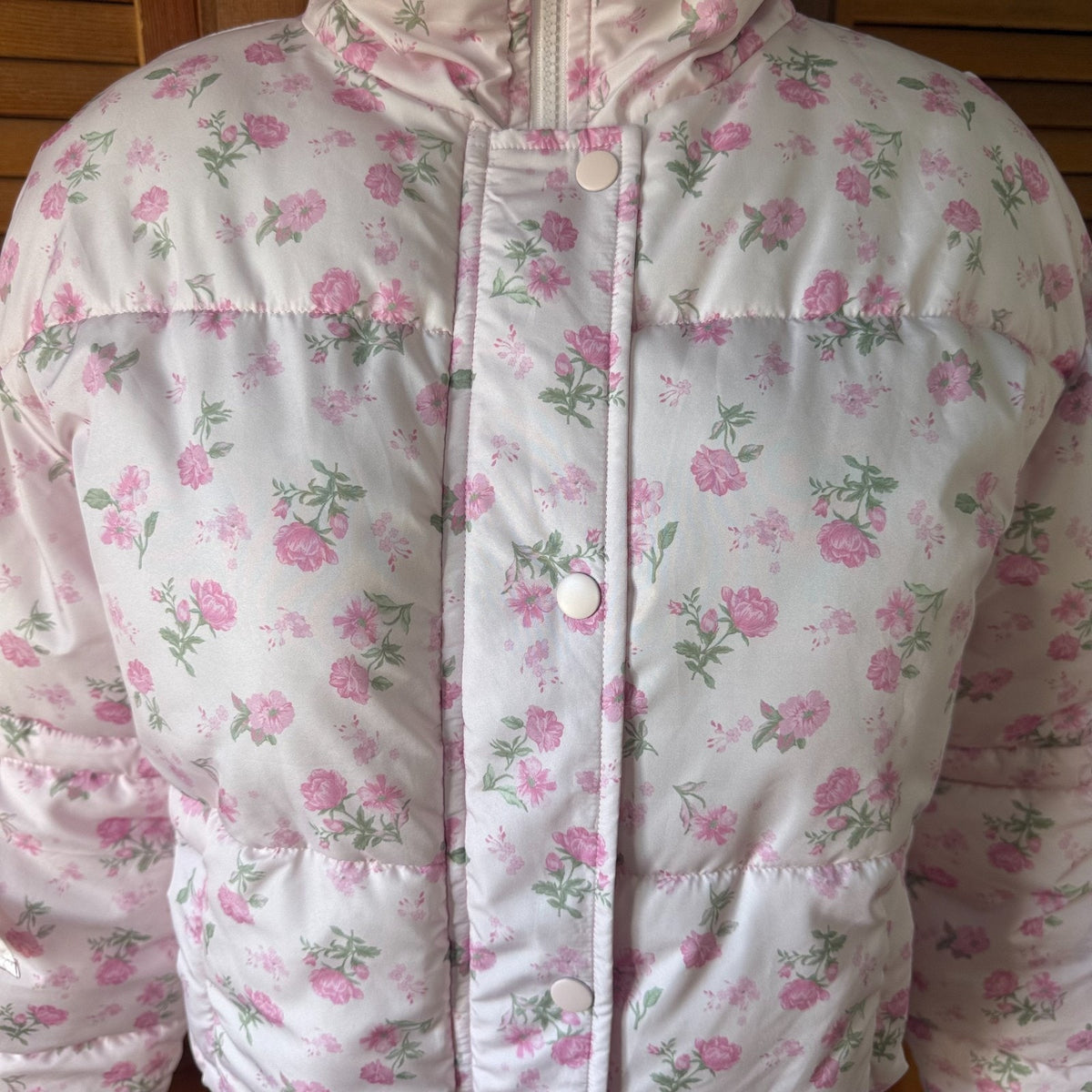 J-Fashion Victorian Romantic Cottagecore Pink Rose Bow Sleeve Short Puffy Jacket