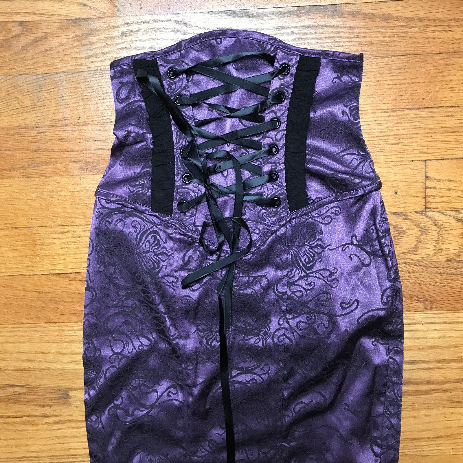Vintage Lip Service Exit to Eden Gothic Victorian High Waist Purple Skirt XS