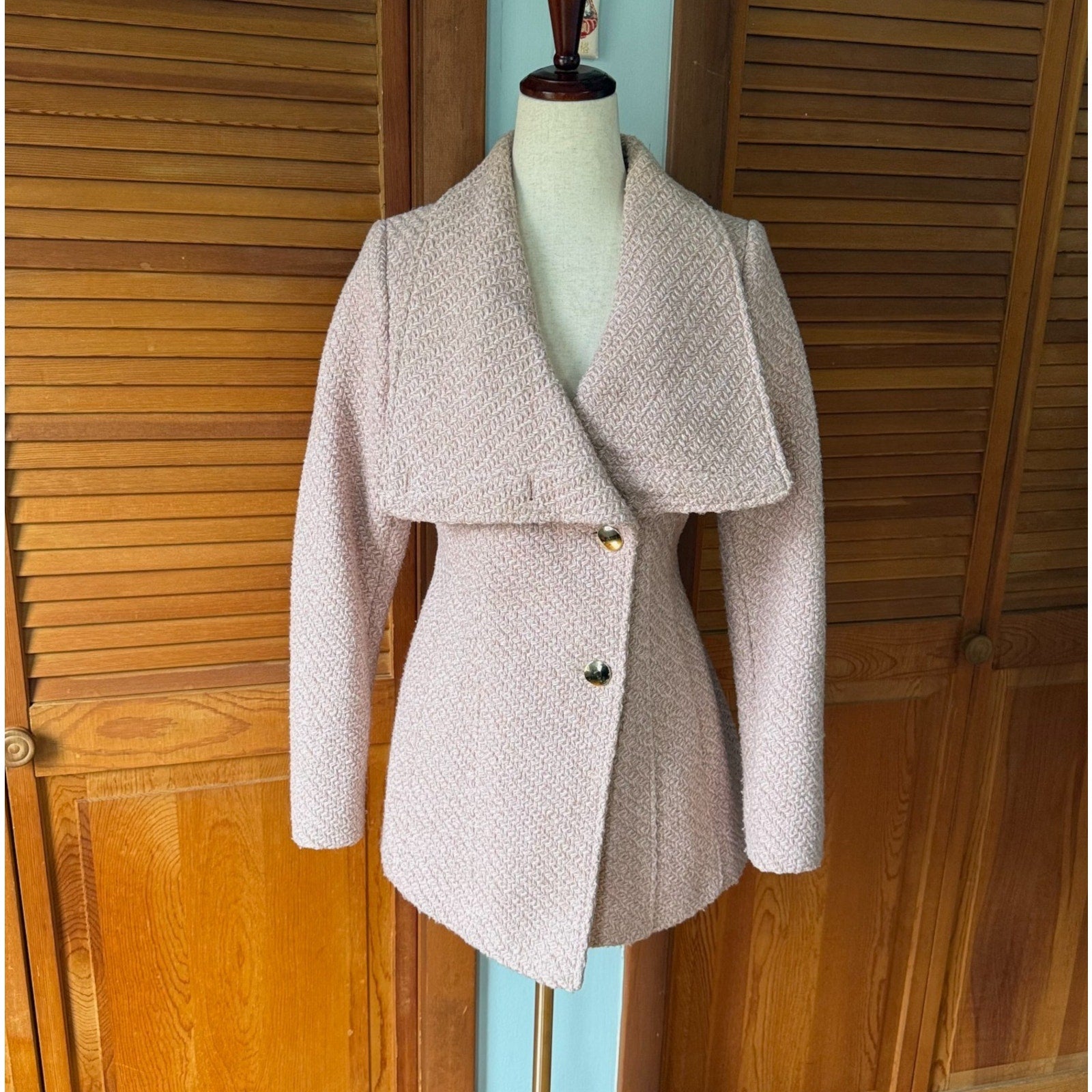 Dollcore Dolly Gyaru Himekaji Pink Oversized Collar Pea Coat Jacket S