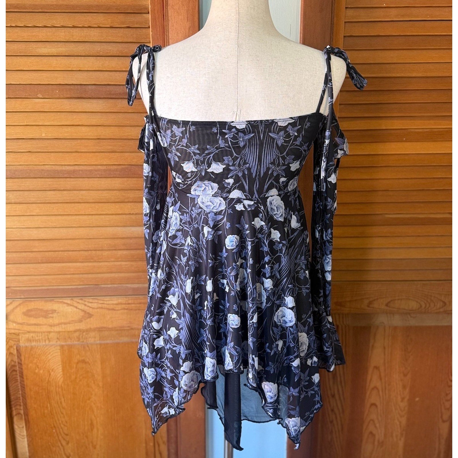 Dolls Kill Fairycore Garden Goth Coquette Funeral Rose Tunic Dress S