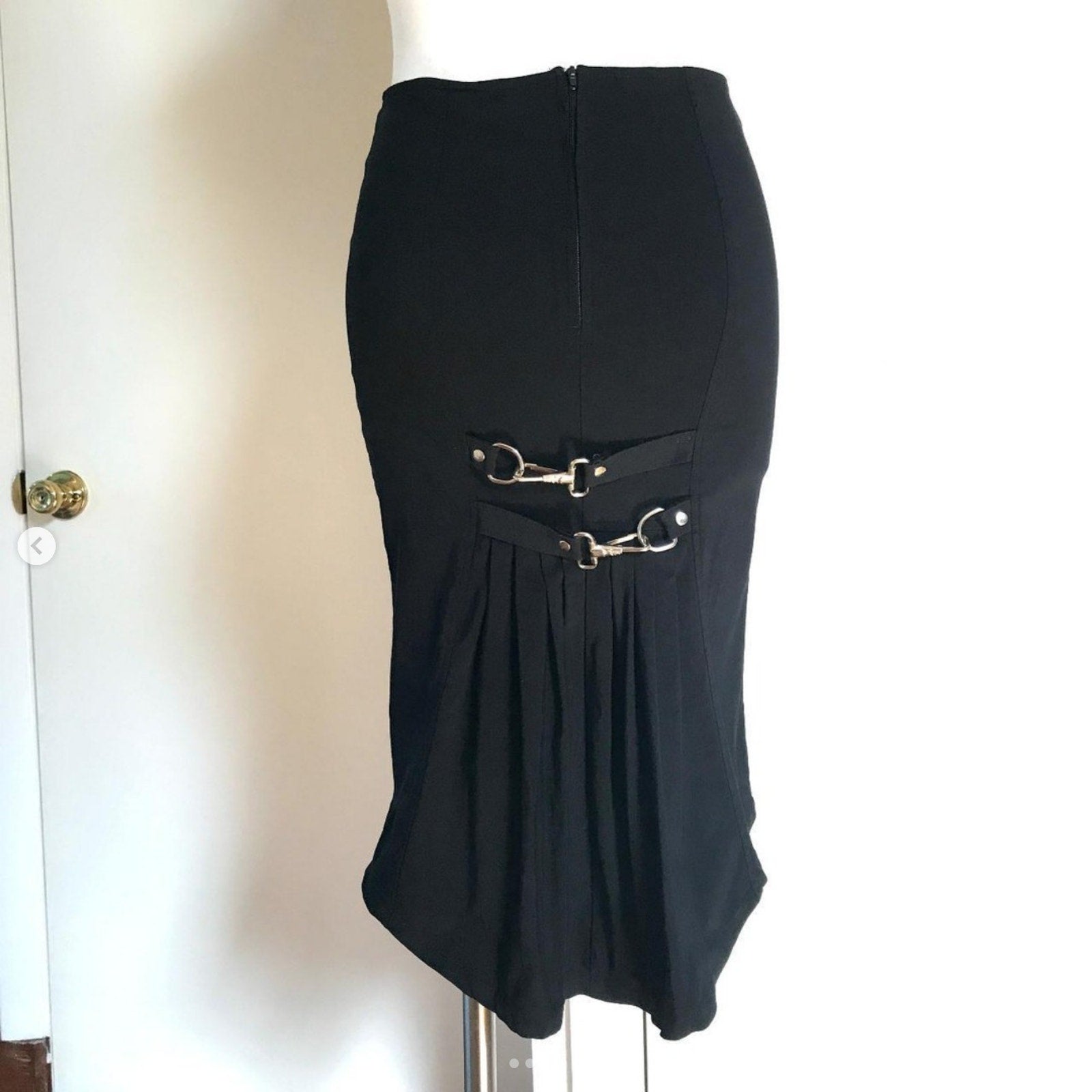 Vintage Lip Service Gangsta Pranksta Goth Punk Emo Black Fishtail Buckle Skirt S