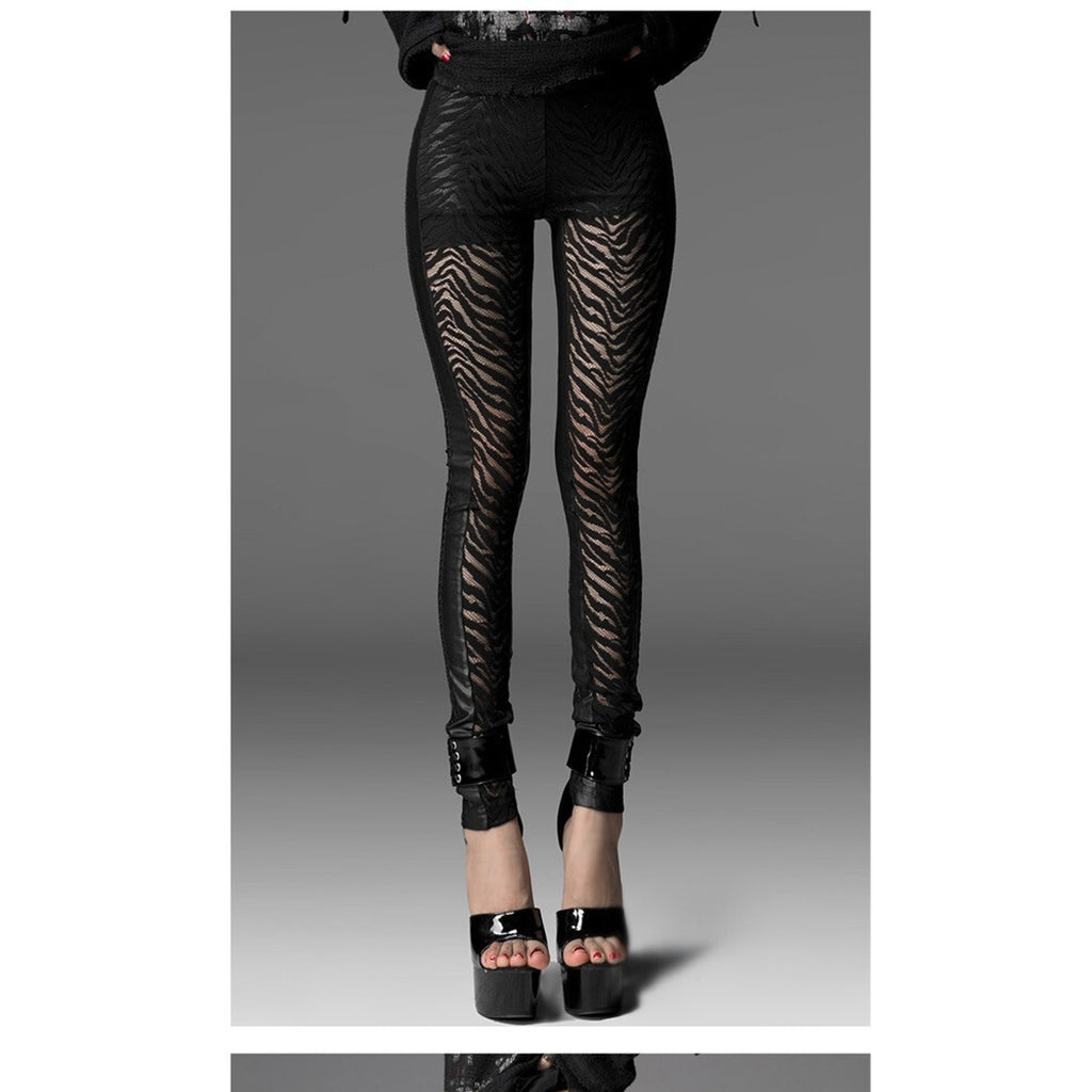 Punk Rave Gothic Victorian Steampunk Visual Kei Zebra Lace Leggings 3XL