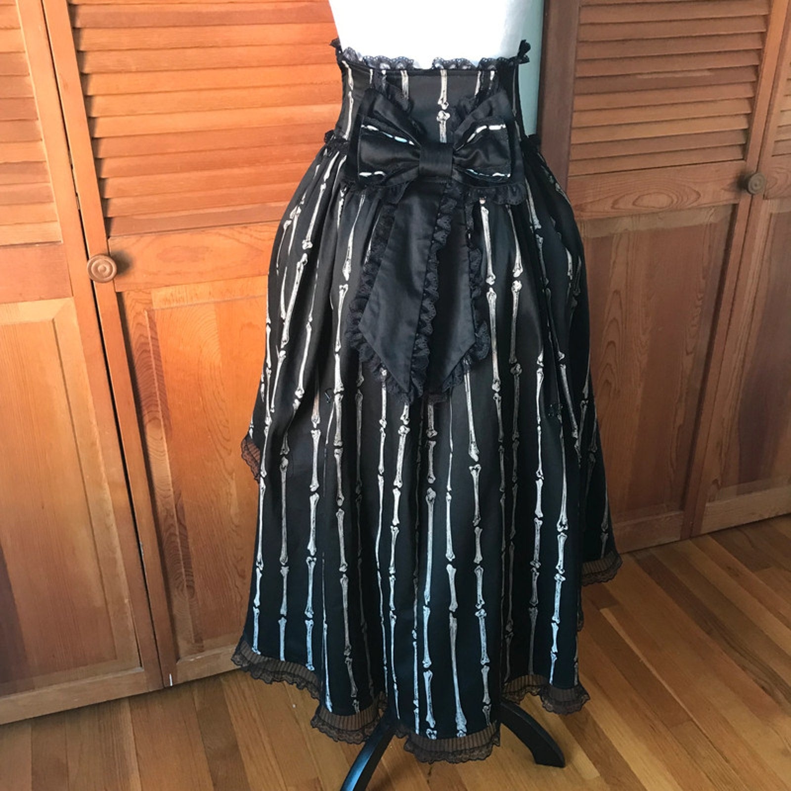 Vintage Lip Service Lolita Bones Gothic Victorian EGL Black Bustle Skirt