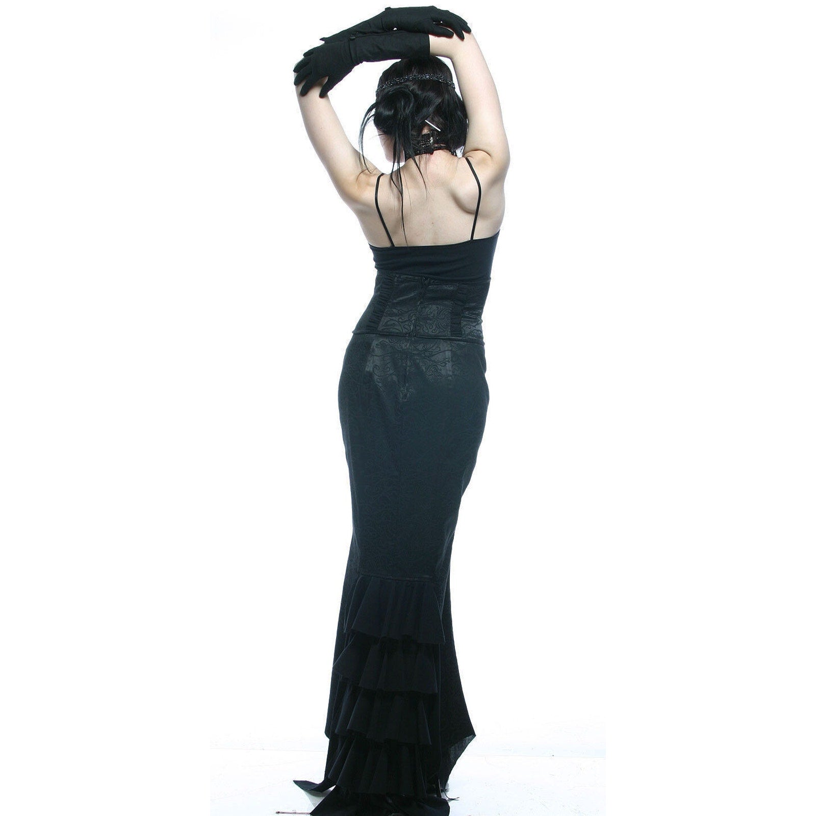 Vintage Lip Service Exit to Eden Gothic Victorian High Waist Black Skirt XS