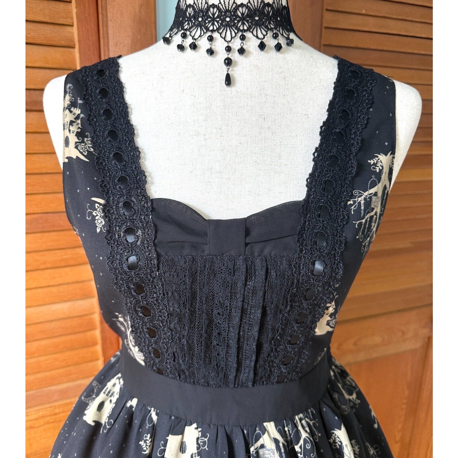 Axes Femme J-fashion Jirai Lolita Dolly EGL Himekaji Black Castle Dress JSK M