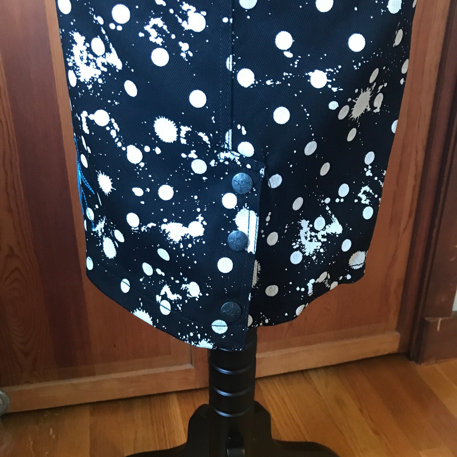 Vintage Lip Service Polka Splatz Punk Goth Pencil Knee Length Skirt XS