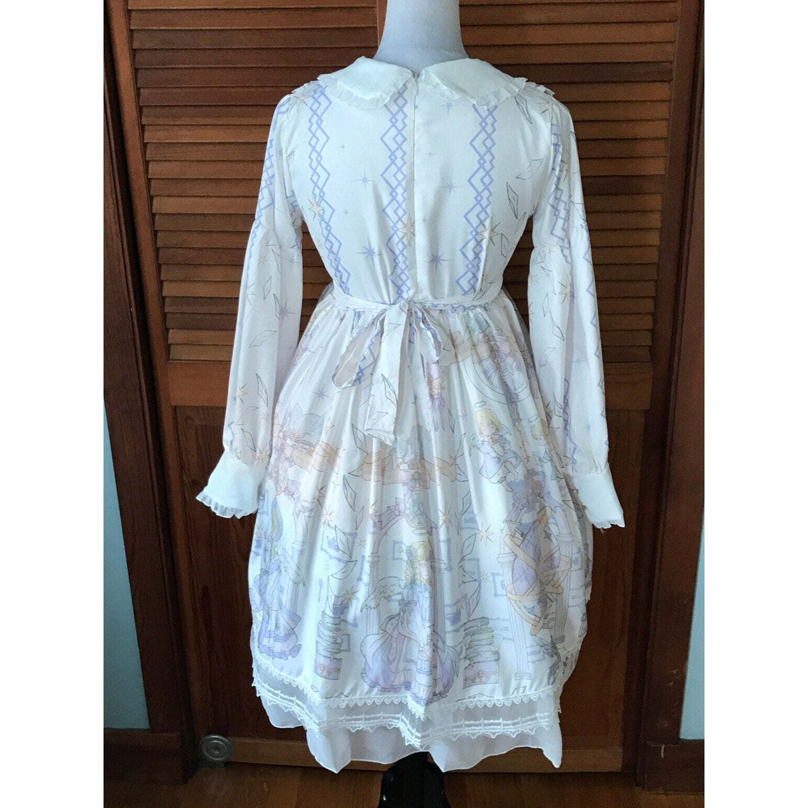 Lolita Kawaii Dolly White Lavender Angel Celestial Science Dress & Petticoat M