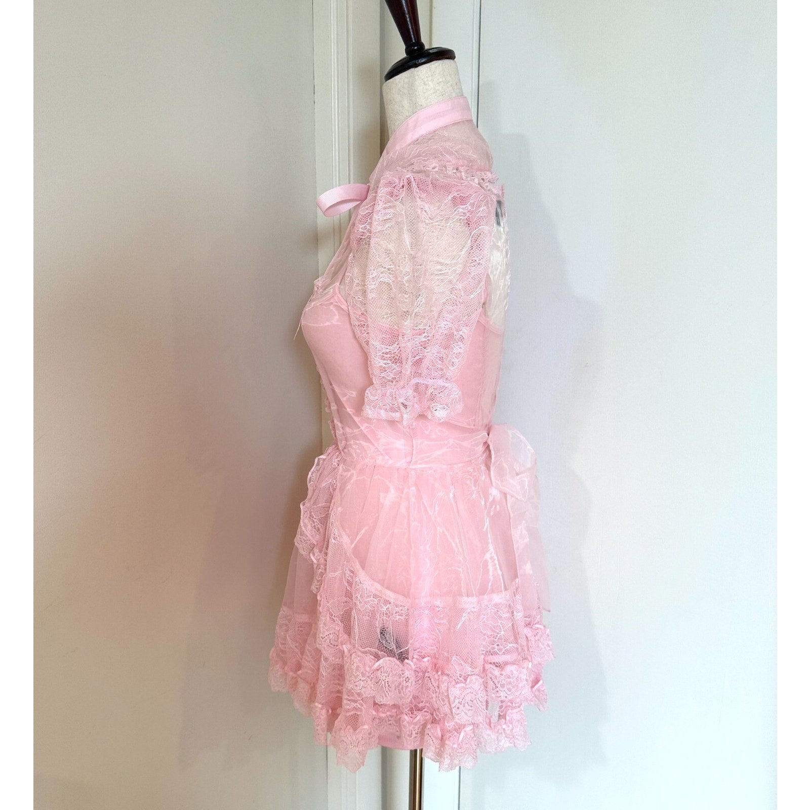 Dolls Kill Beguiling Princess Pink Organza & Lace Whimsigoth Dollcore Dress