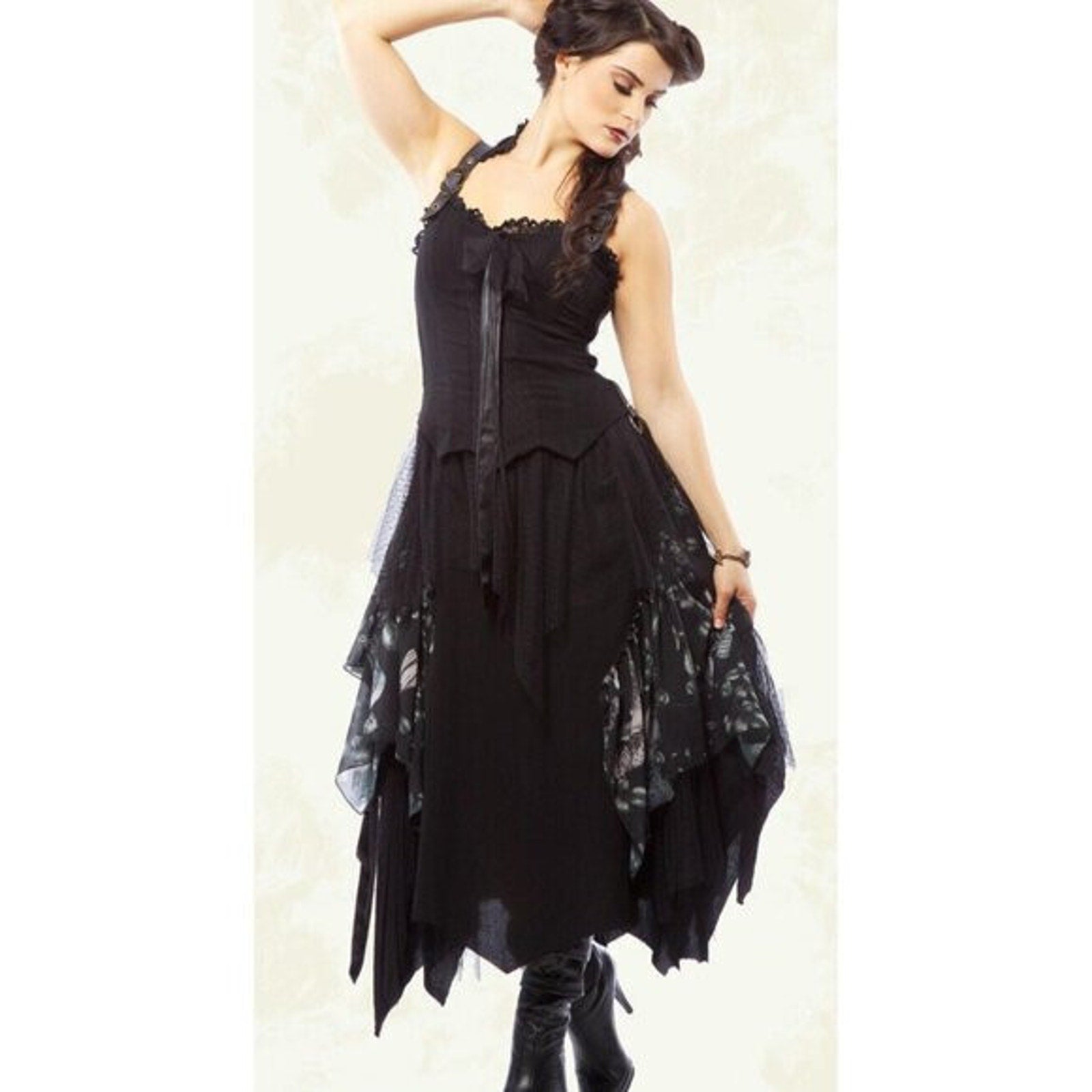 Vintage Lip Service Gothic Victorian Dark Fairycore Woodland Dress XS