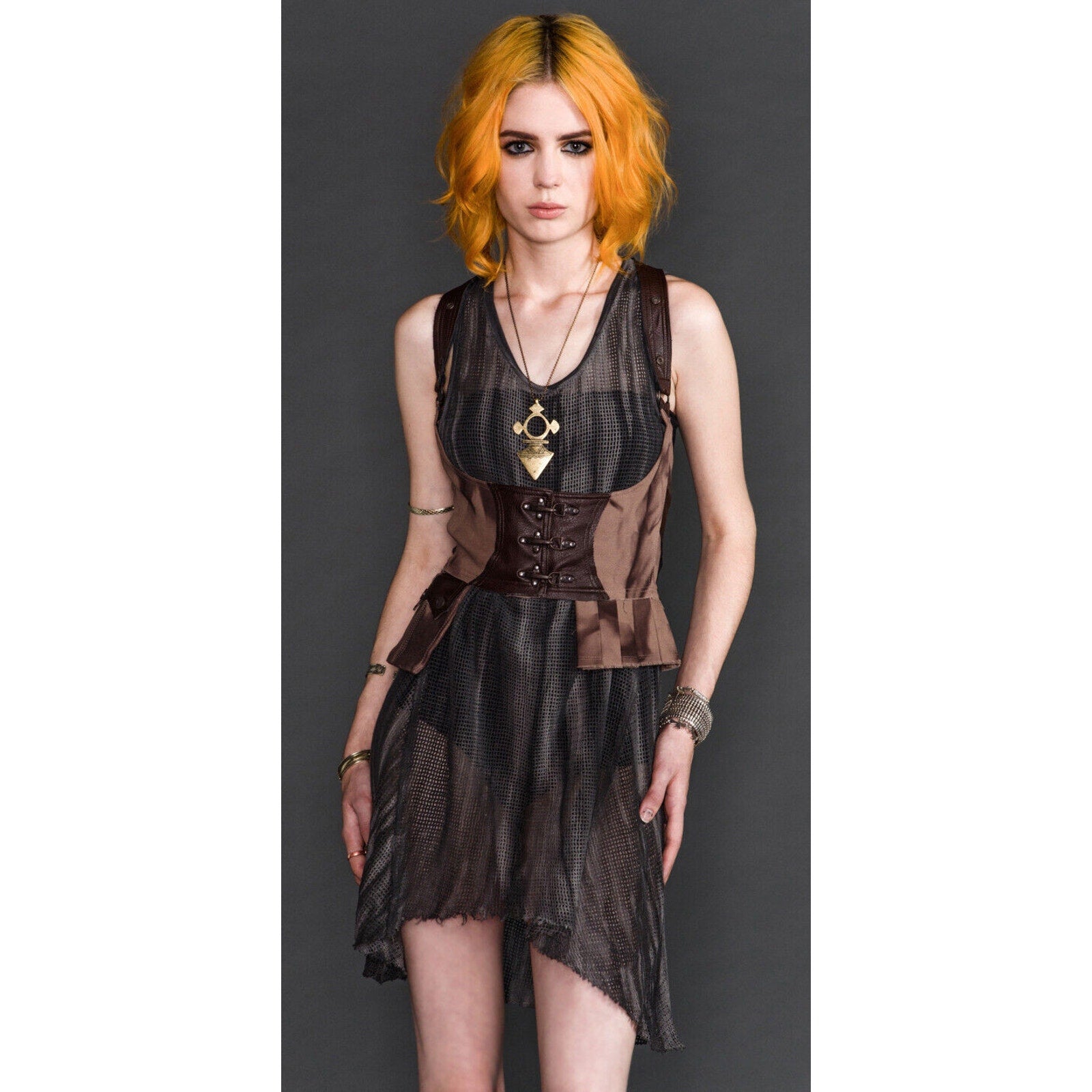 Vintage Lip Service Desert Exile Steampunk Brown Underbust Holster Top XS