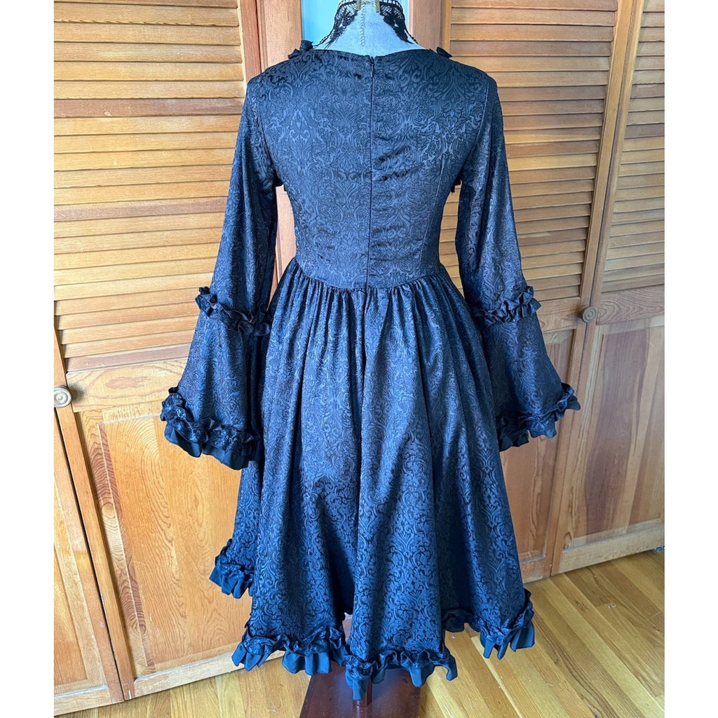 Dark Marie Antoinette II Gothic Lolita Victorian Cosplay Vkei Gown w/ Bows S