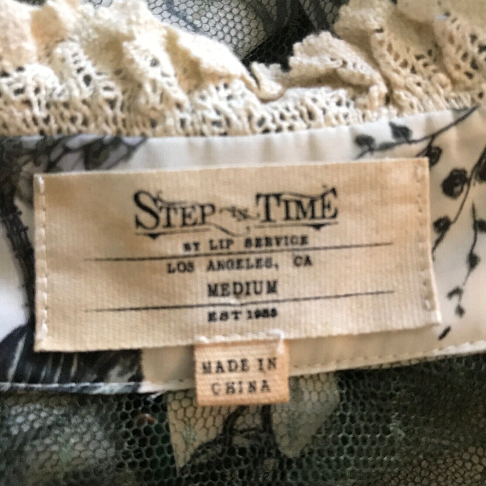 Lip Service Mecanique Menagerie Gothic Victorian Ivory & Green Chiffon Blouse M