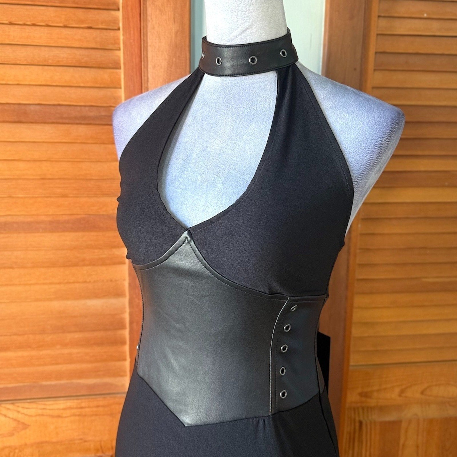 Killstar Goth Punk PinUp Retro Fetish Elegant Bodycon Faux Leather Waist Dress