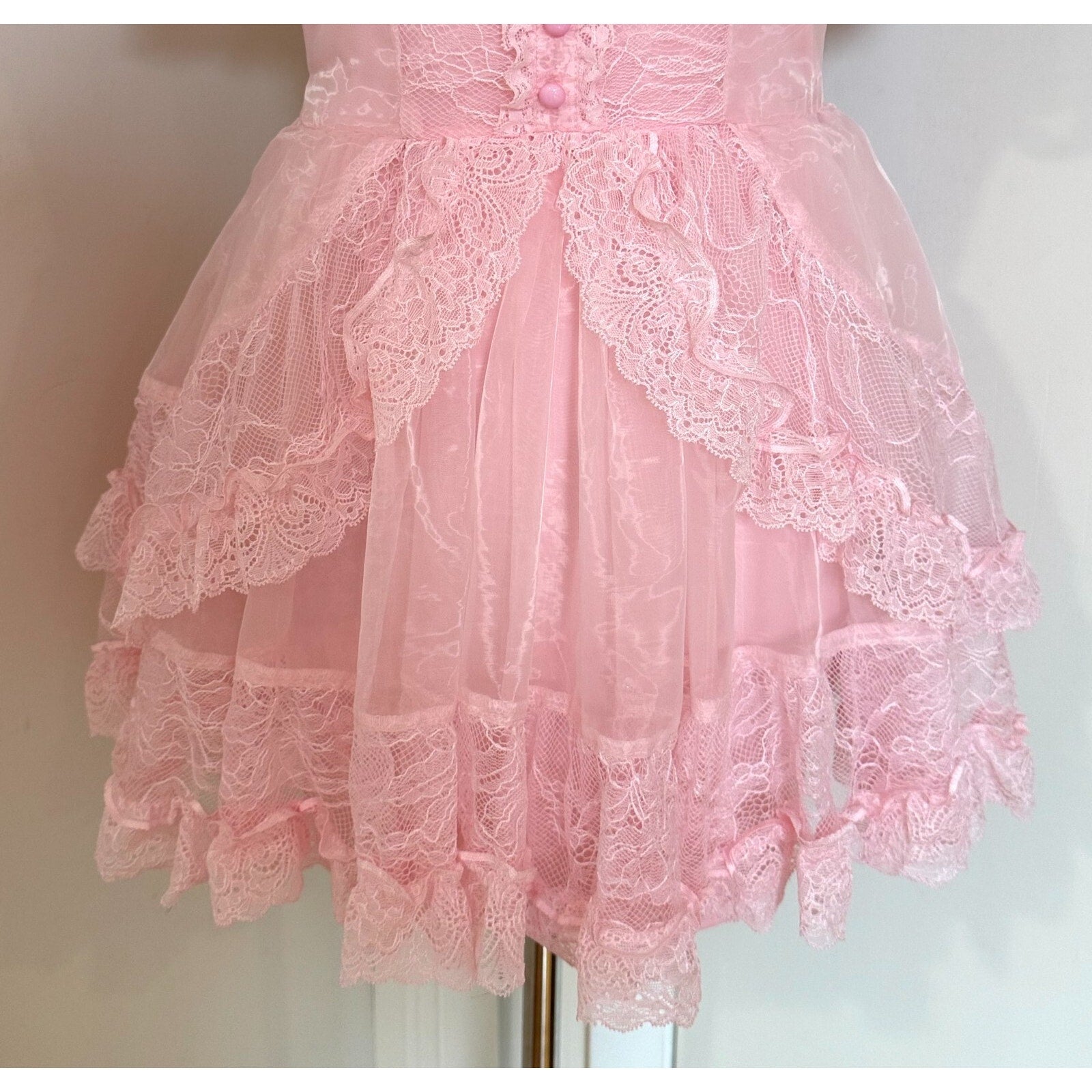 Dolls Kill Beguiling Princess Pink Organza & Lace Whimsigoth Dollcore Dress