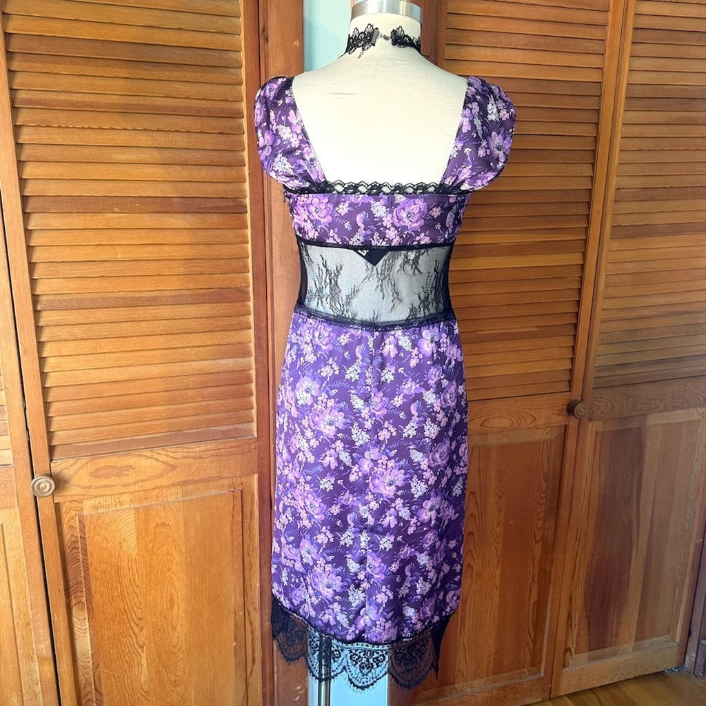 Pretty Damage Purple Haze Fairycore Wimsigoth Wild Flowers Black Lace Dress
