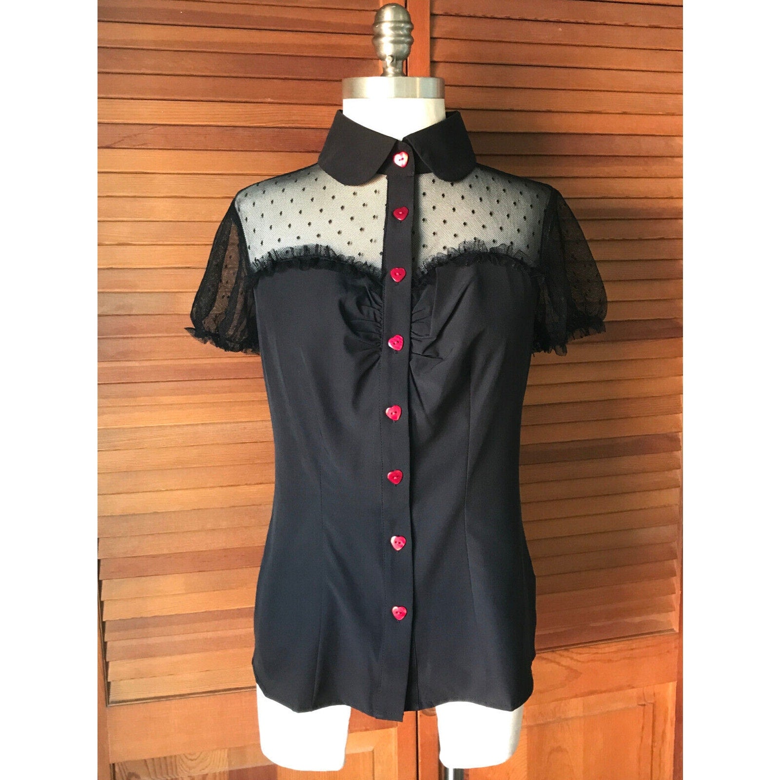 Gothic Victorian Vampire Lolita Retro Bloody Valentine Black Top L