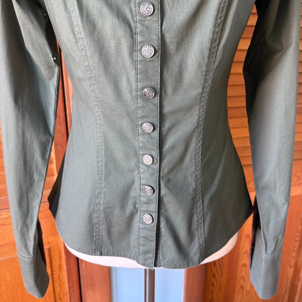 Vintage Lip Service *Rare* Division LS Punk Goth Military Green Shirt Top M-L