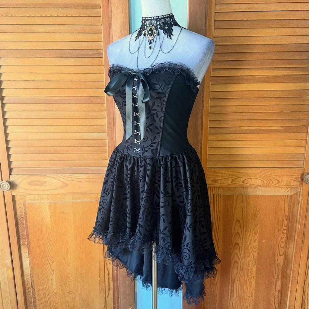 Garden Goth Victorian Dark Fairycore Witchcore Sinister Foliage Black Dress