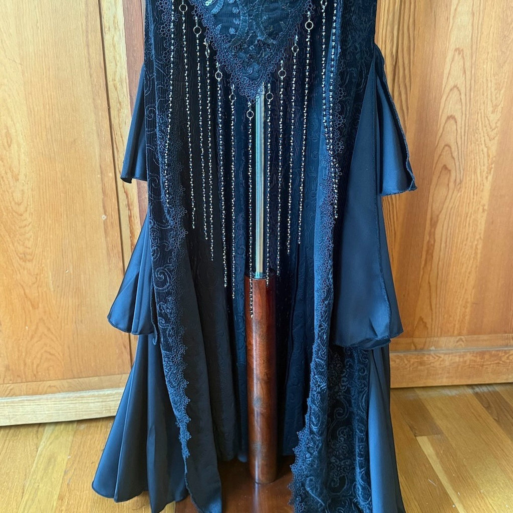 Devil Fashion Gothic Victorian 'Vampire Masquerade' Black Velvet Beaded Gown
