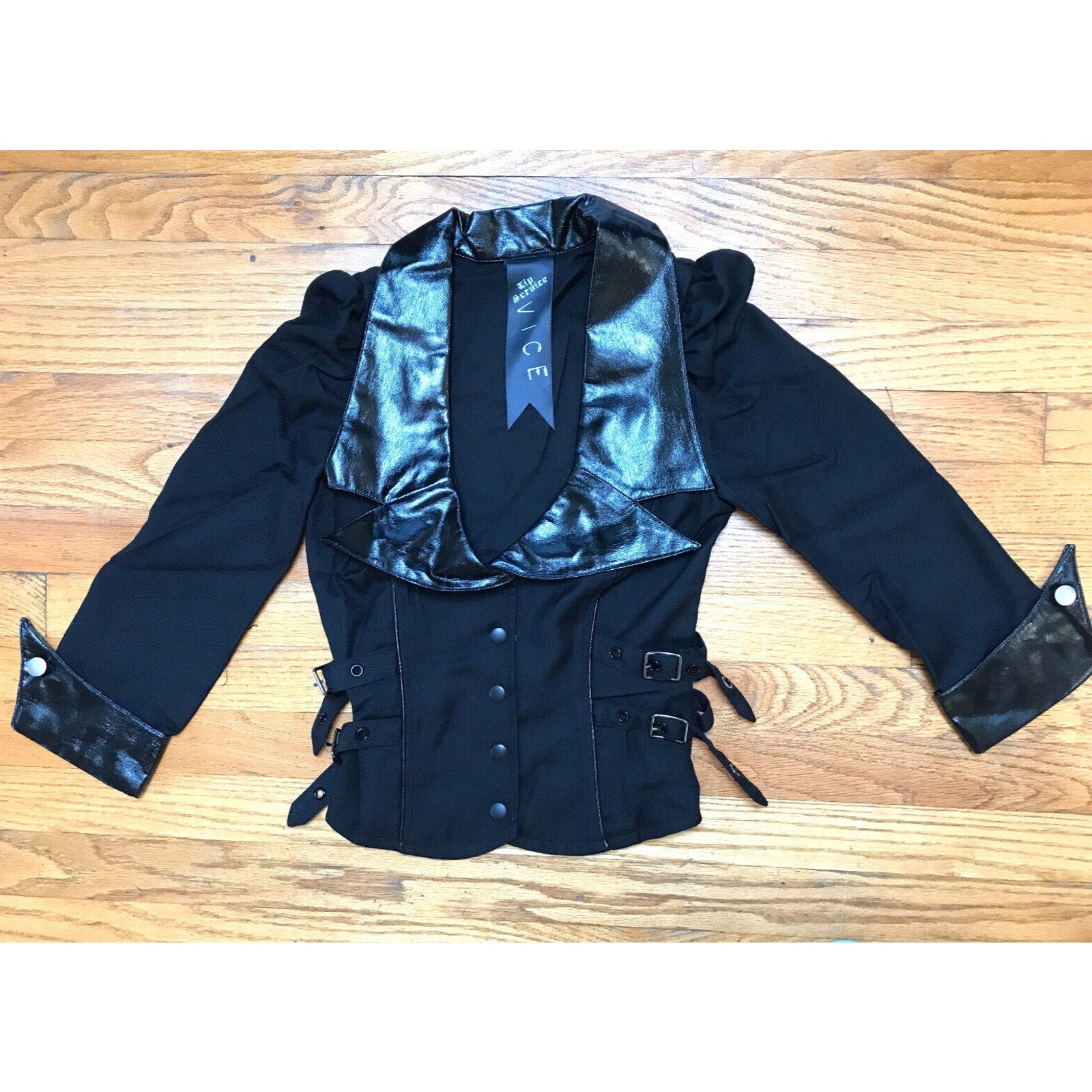 Lip Service Schoolgirl Gothic Lolita Cosplay Punk Retro Black Buckle Jacket XS