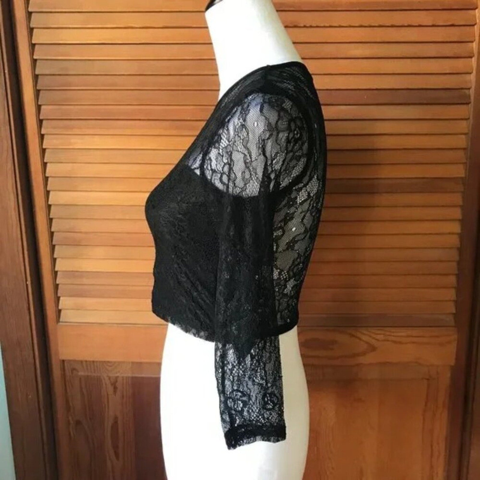 Lip Service Gothic Steampunk Victorian Black Celebration Stretch Lace 3/4 Top