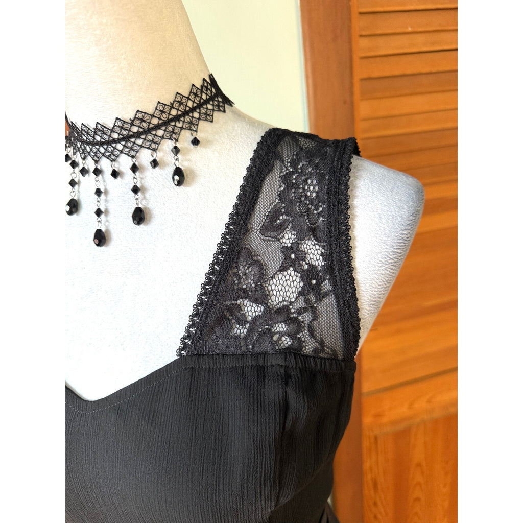 Royal Bones Gothic Victorian Dark Athena Rising Black High-Low Dress M-L