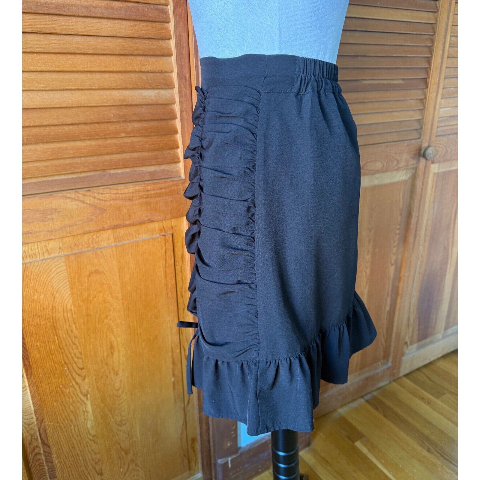 Ank Rouge Gothic Lolita EGL Jfashion Gyaru Jirai Kawaii Black Gathered Skirt M