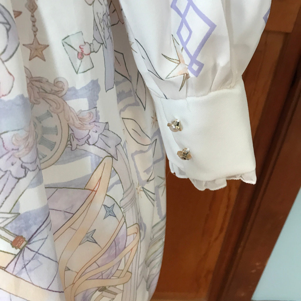 Lolita Kawaii Dolly White Lavender Angel Celestial Science Dress & Petticoat M
