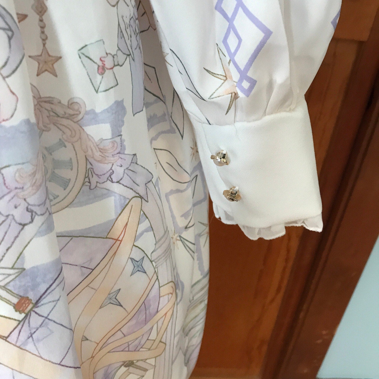 Lolita Kawaii Dolly White Lavender Angel Celestial Science Dress & Petticoat M