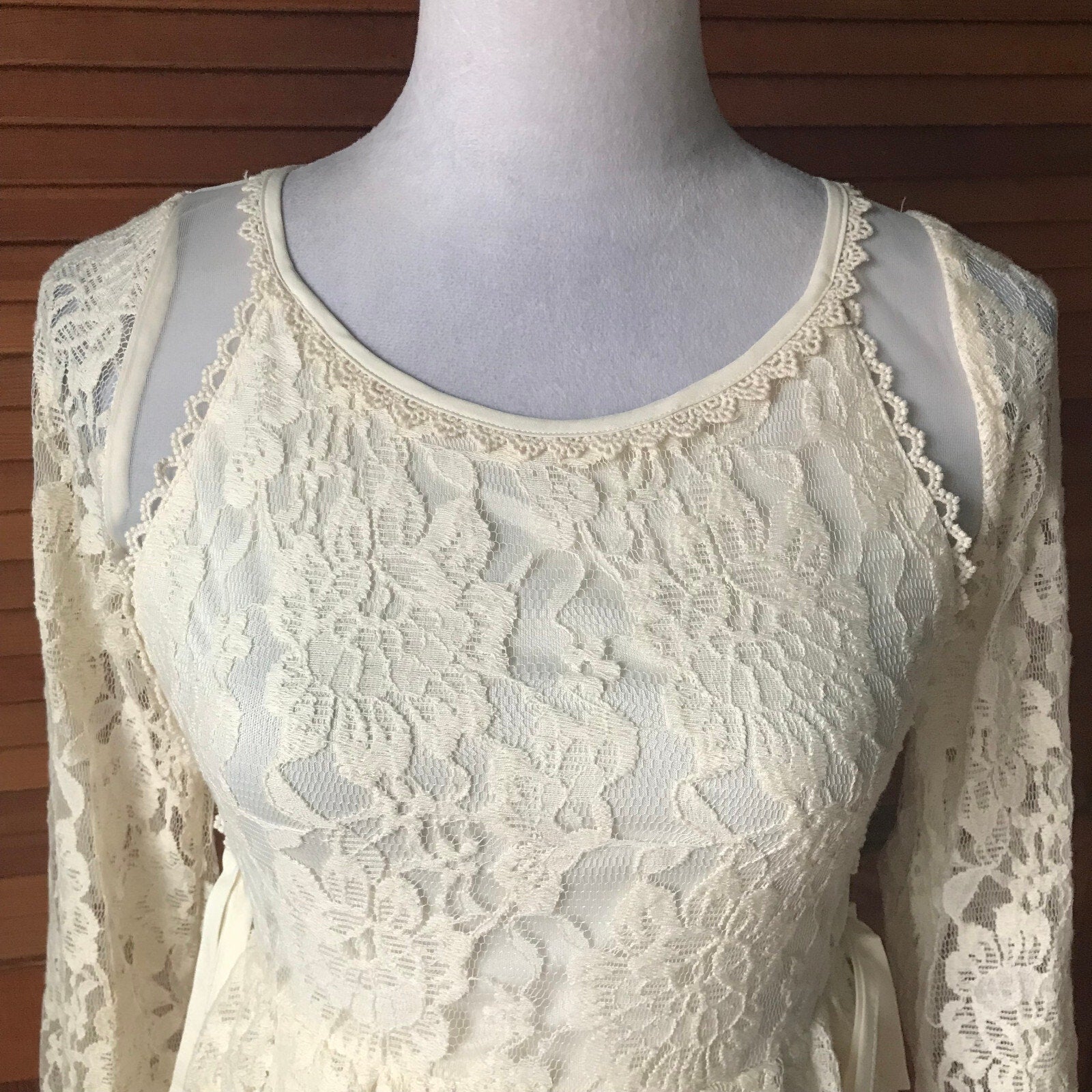Liz Lisa Style J-fashion Dollcore Cottage Coquette Ivory White Lace Dress S