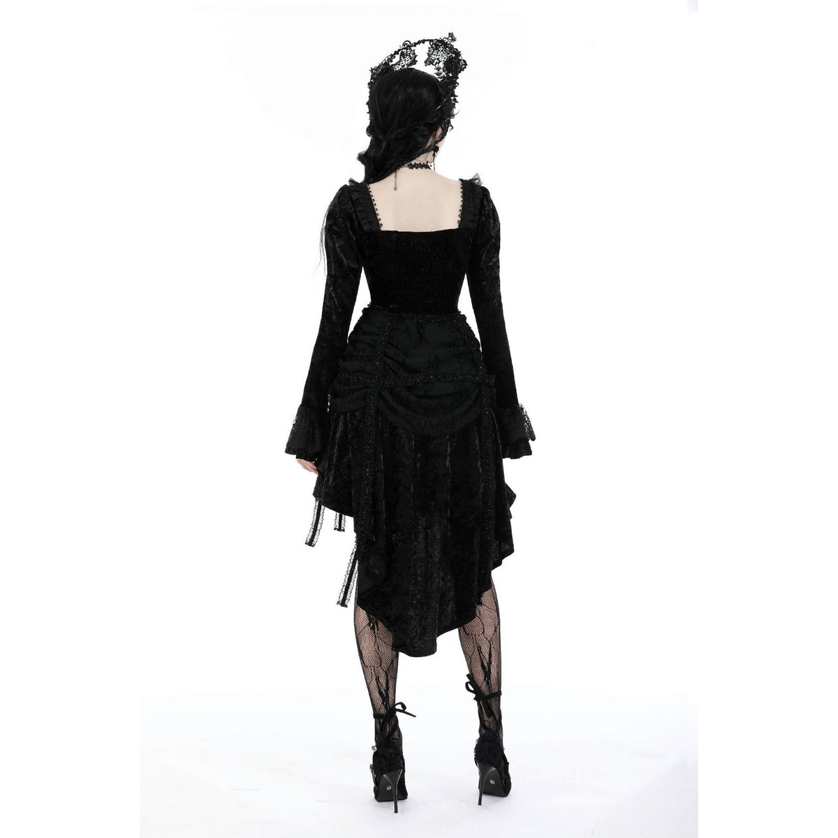 Dark In Love Gothic Victorian Dark Fairy Fare Black Velvet Lace Up Dress