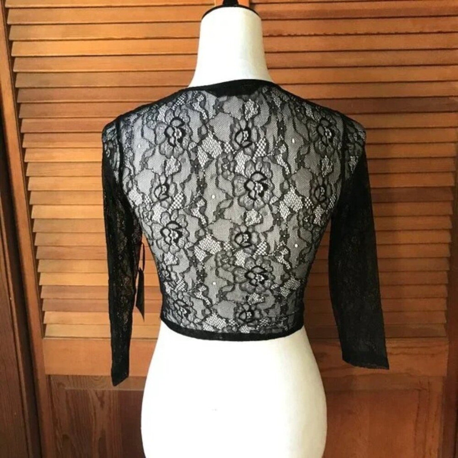 Lip Service Gothic Steampunk Victorian Black Celebration Stretch Lace 3/4 Top