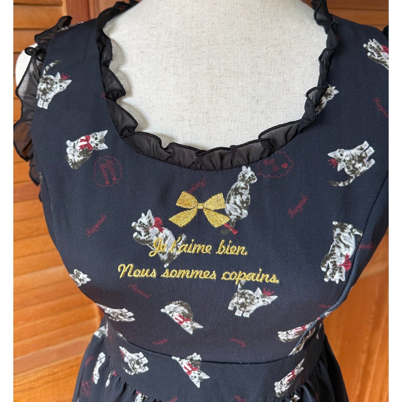 Ank Rouge J-fashion Kawaii Jirai Gyaru Himekaji Black Gray Cat Princess Dress M