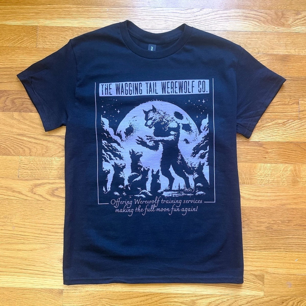 Goth Punk Vampire Werewolf Fantasy Humor BLACK PURPLE Print Tee T-Shirt