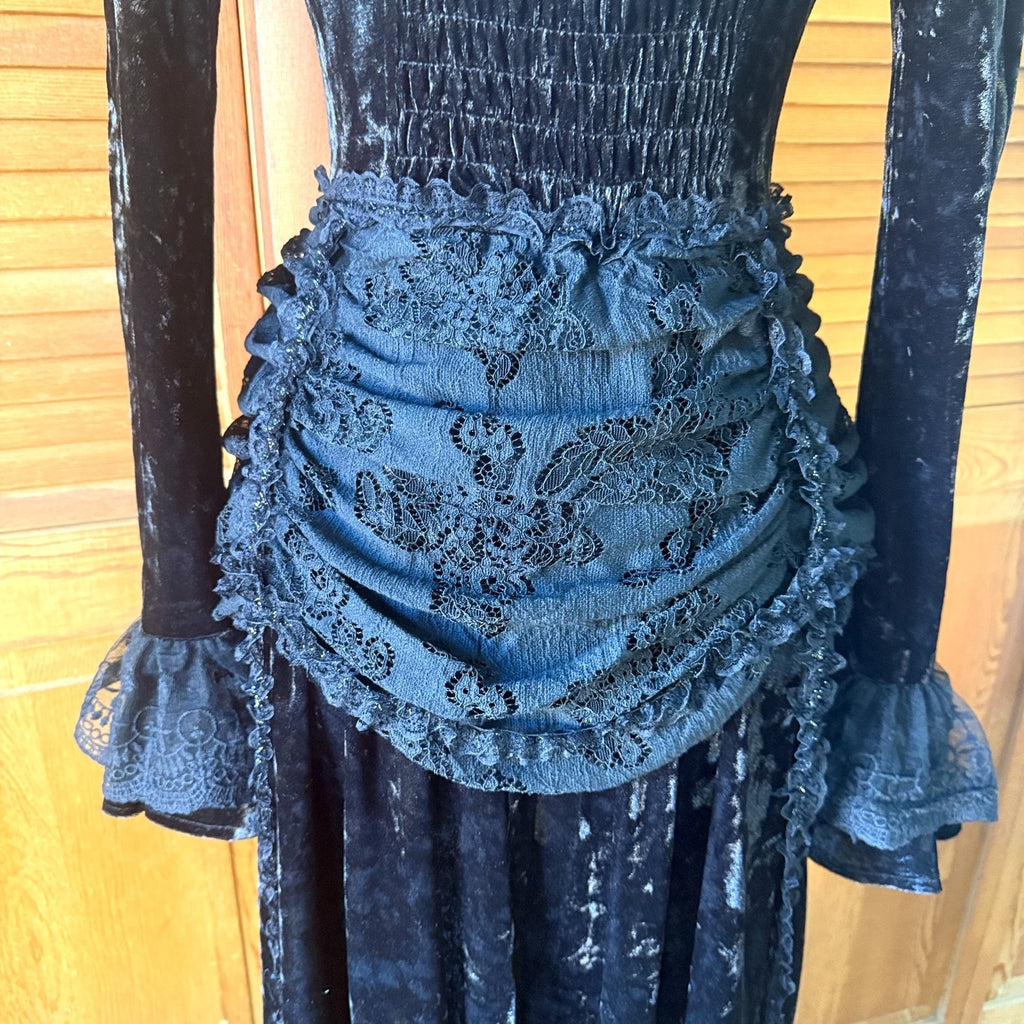 Dark In Love Gothic Victorian Dark Fairy Fare Black Velvet Lace Up Dress