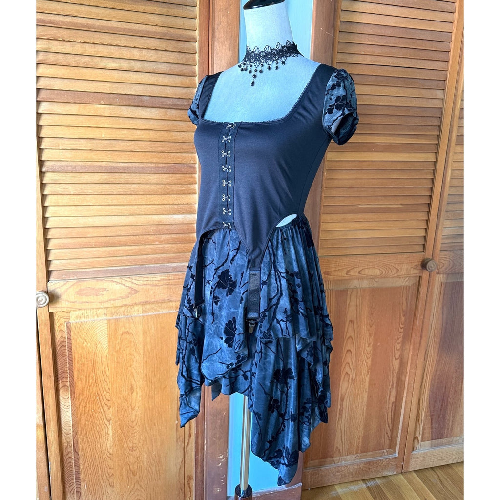 Dolls Kill Garden Goth Beautiful Disaster Garter Pixie Fairycore Dolly Dress