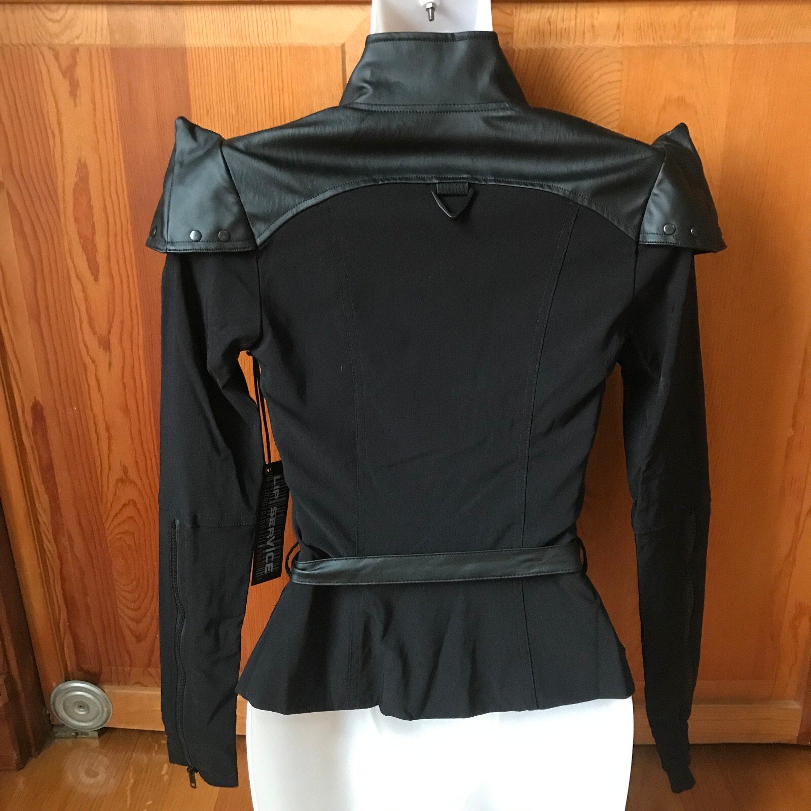 Vintage Lip Service Cyber Sniper Goth Punk Black Military Jacket XS