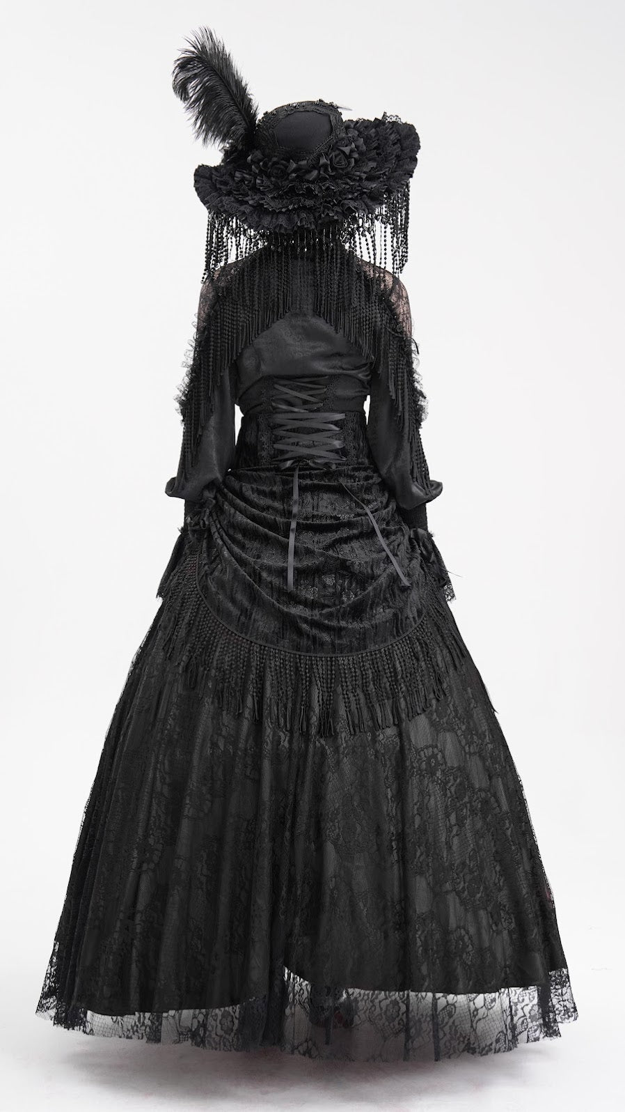 Devil Fashion Gothic Victorian High Waist Rose Velvet Aristocrat Skirt