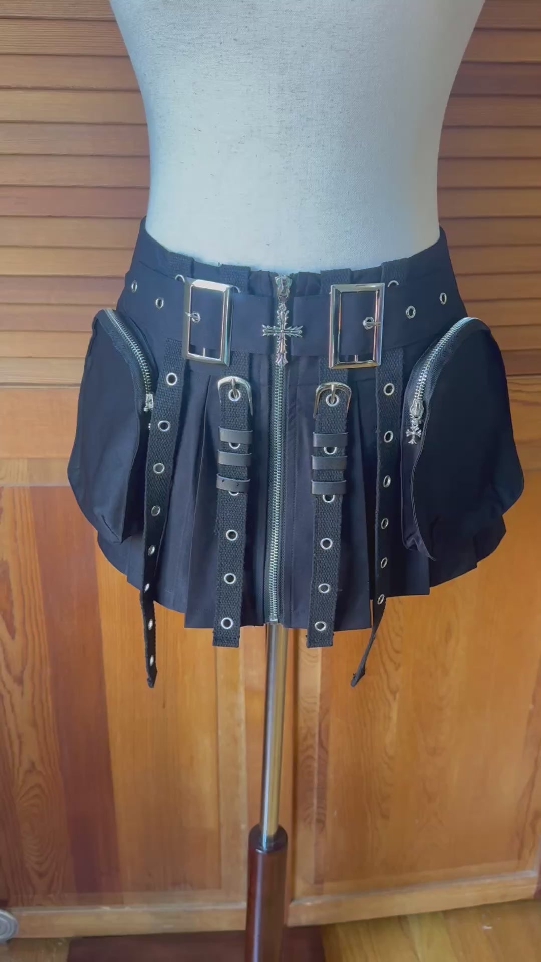Dark in Love Goth Punk Emo Vkei Cyber Cargo Pockets Tactical Mini Skirt