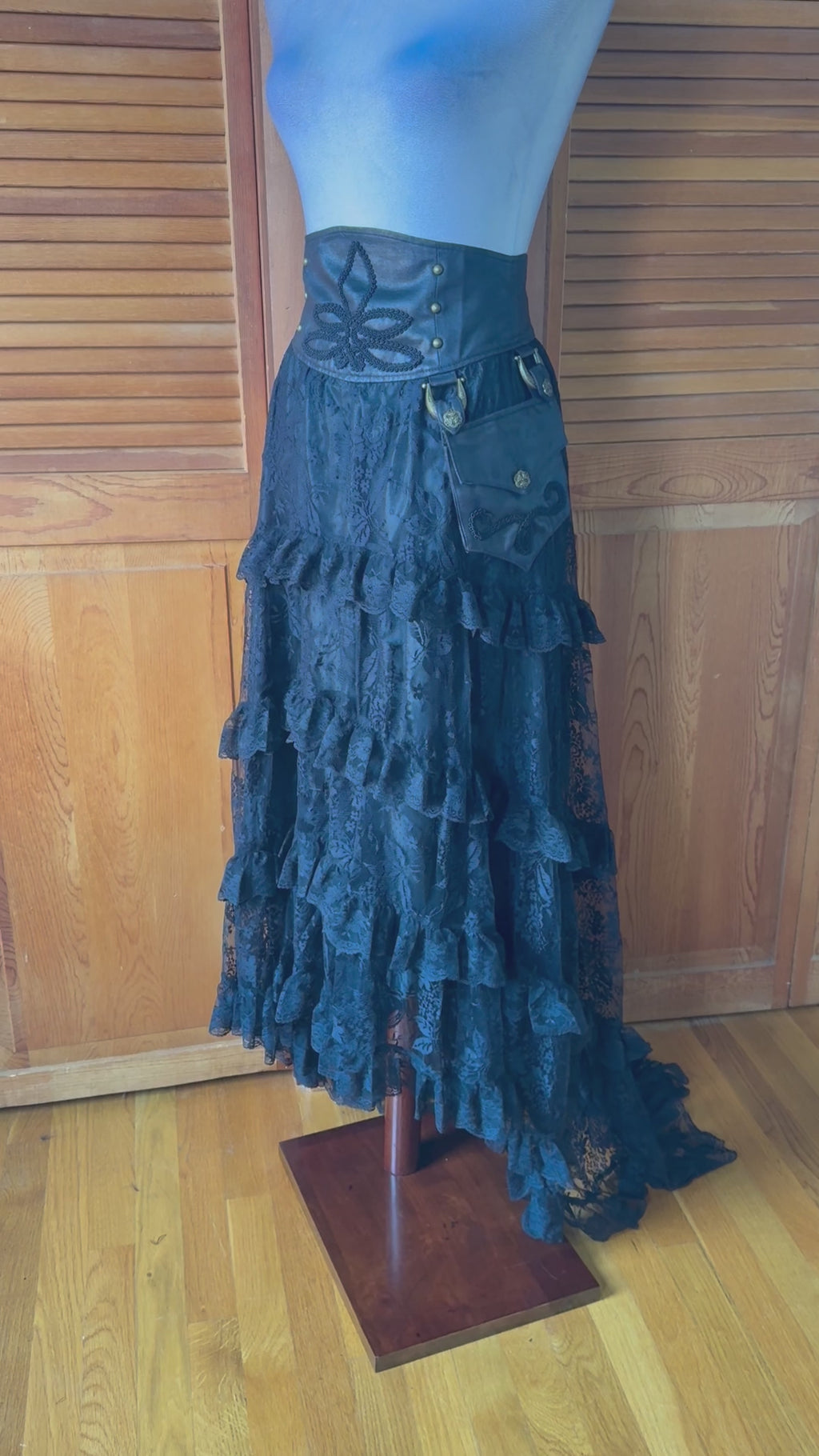 Vintage Lip Service Winchester Emporium Black Lace High Waist Skirt XS